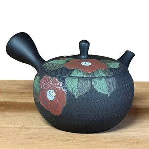 【常滑焼急須/日本製】玉光黒泥平丸赤椿急須