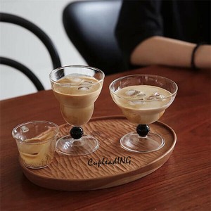 【定番商品】ストライプ 鉛フリーガラス レトロ ガラスコップ ワイングラス 家庭用 デザート サラダ