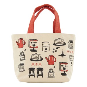 ミニトートバッグ 内ポケット付き コーヒービヨリ　珈琲　喫茶店　アイボリー　約20x30cm