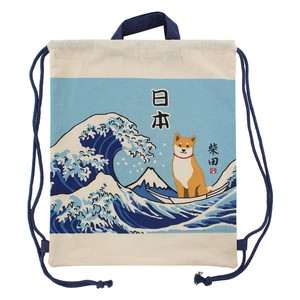 【セール商品】ナップザック 内ポケット付き　おおなみしばた　柴田　柴犬　犬　43X34cm