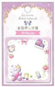 【2024年春夏新作】【文房具】【ふせん】【エクランウルー】箔押し付箋　メロディー　221088