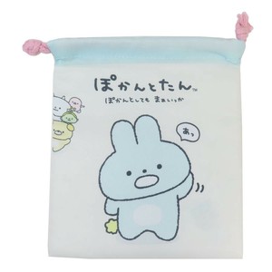 【巾着袋】ぽかんとたん きんちゃくポーチ クリーム＆ピンク