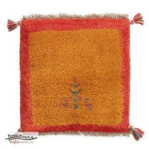 ギャッベ　ペルシャ　イラン　オーガニックウール　絨毯　ラグ　座布団　41×40cm　MS14110_YE