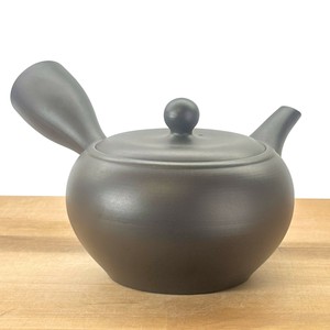 【常滑焼急須/日本製】晶窯黒泥大平丸形無地急須