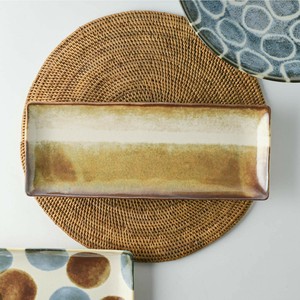 Mino ware Main Plate Japanese Tableware Brown Blue Made in Japan