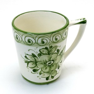 ポルトガル製 陶器 マグカップ 花柄 グリーン