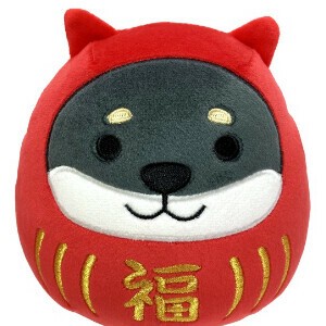 【くろやなぎさん】【縁起物】クロヤナギダルマもちふわクッションM【ぬいぐるみ・マスコット】　『犬』