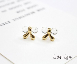 クリアボール付きリボンピアス・夏アクセサリー