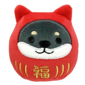 【しばたさん】【縁起物】クロヤナギダルマもちふわクッションSS【ぬいぐるみ・マスコット】『犬』　黒柴