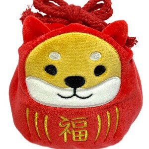 【しばたさん】【縁起物】シバタサンダルマ丸型巾着『犬』　しばたさん