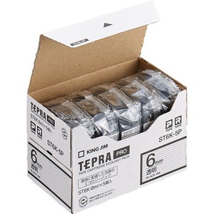テプラPROテープカートリッジ エコパック 5個入 (透明/黒文字/テープ幅6mm) キングジム