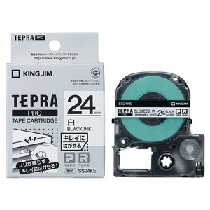 テプラPROテープカートリッジ キレイにはがせるラベル (白/黒文字/テープ幅24mm) キングジム