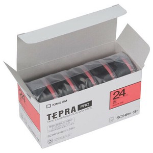テプラPROテープカートリッジ エコパック 5個入 (赤/黒文字/テープ幅24mm) キングジム