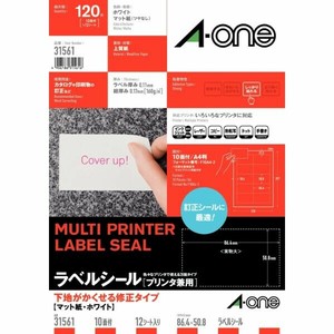 ラベルシール プリンタ兼用 下地がかくせる修正タイプ A4 10面 四辺余白付 12シート入