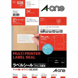 ラベルシールプリンタ兼用 24面 四辺余白付 A4 22シート(528片) エーワン