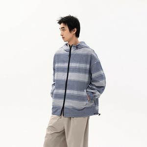 P18422 ストライプ 2024秋冬新作 韓国風 カジュアル ジャケット  アウター メンズ 男  連帽