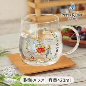马克杯 花朵 兔子 耐热玻璃 420ml 日本制造
