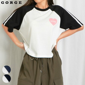 ハートワッペン短丈Tシャツ ショート丈トップス