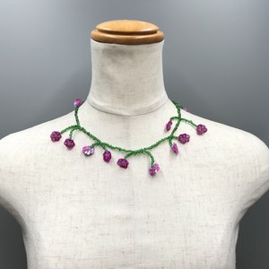 ネックレス　ハンドメイド　インドネシア　ビーズ　デザイン　お花　フラワー　スパンコール