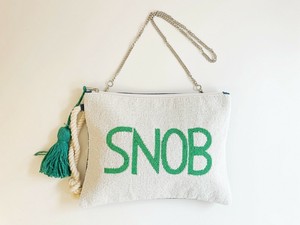 ⑥【SALE★在庫限り】ビーズ2WAYクラッチ（手刺繡ビーズ）/ GREEN