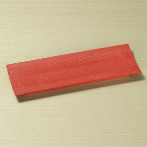 赤釉スジ彫長角皿　美濃焼 日本製 和食器　陶器