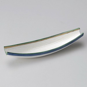 パール渕金グリーン舟形前菜皿　強化磁器　美濃焼 日本製 和食器　陶器