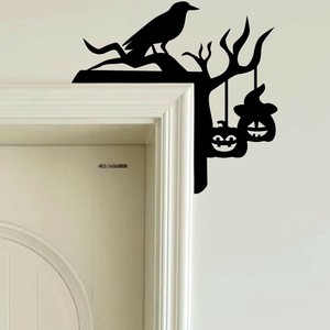 ハロウィン ドアの角置物 フクロウ コウモリ 鉄    BQ4554