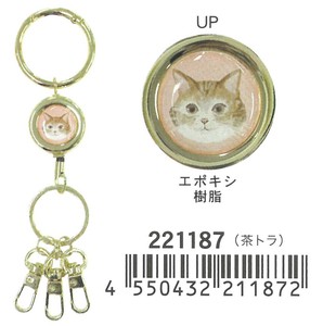 【2024年春夏新作】【キーホルダー】【ネコ雑貨】長く伸びるリールチャーム　ねこシリーズ　茶トラ　221187