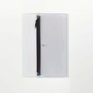 isshoni ペンケース付ノートカバーPVC A5 Rクリアブラック N1940