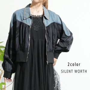 【SALE】デニム異素材切替襟付ジャケット♪