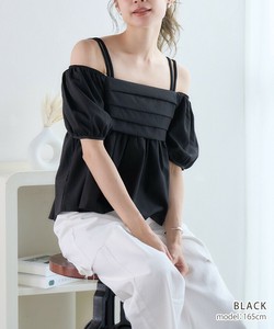 Button Shirt/Blouse Short Sleeve Off-The-Shoulder Peplum S/S