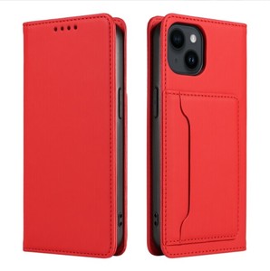 iphone Samsungケース 手帳型 カード収納 マグネット式 ケース 保護カバー レッドBQ1934