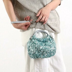 再入荷　人気商品【クーコ COOCO】スパンコール ショルダーバッグ サークルハンドル トートバッグ