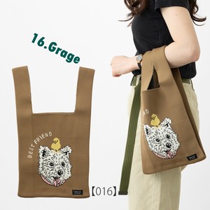 Jubilee ニット マルシェバッグ ミニトートバッグ 犬 ドッグ 16.Grage