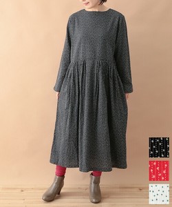 ミニドットプリントコットンドビー 前開きワンピース 24W013