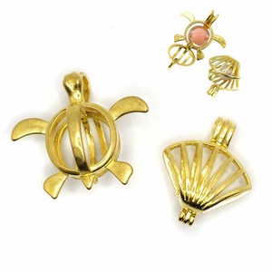 36. カゴパーツ カメ 貝 1個売り ゴールド チャーム ハンドメイド ハンドメイドパーツ