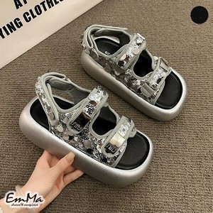スパンコール厚底サンダル ダブルストラップ カジュアル WU4028