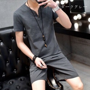 T-shirt Plain Color T-Shirt Bird Shorts Cotton Men's 2-pcs