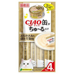 [いなばペットフード] CIAO缶ちゅーる　とりささみ＆ほたて貝柱14g×4P