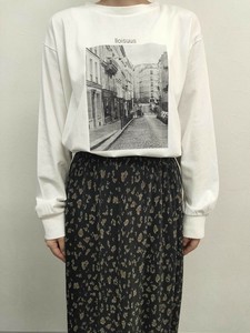 綿天竺　ラバープリントクルーネックTシャツ