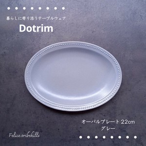 【dot rim ドットリム】 オーバルプレート 22cm グレー 楕円皿 ディナープレート 美濃焼 日本製 Felice