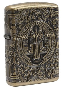 ZIPPO(ジッポー)ライター　アーマーST BENEDICT DESIGN アンティーク ブラス 29719
