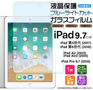 iPad 9.7 iPad 6  iPad 5  iPad Pro 9.7 2016 iPad Air 2 ブルーライトカット 9.7インチ ガラスフィルム