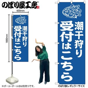 ☆G_のぼり GNB-6718 潮干狩り受付はこ 青