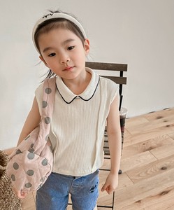 《 aimoha KIDS 》ノースリーブニットトップス 女の子 リブ カットソー 可愛い