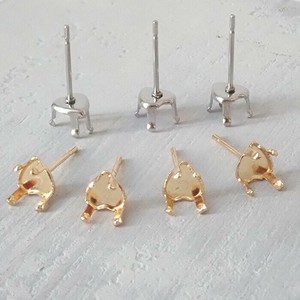 【サージカルステンレス 316】【10個】ハートピアスパーツ 立爪 石座 ゴールド シルバー 金属アレルギー