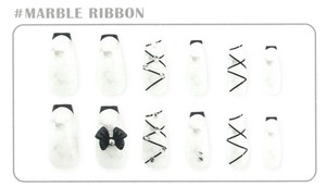 【2024年春夏新作】【ネイルチップ】ロングスクエアタイプ　MARBLE RIBBON 222193