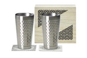 TUCHIME　2層ペアタンブラー木箱入　（ステンレス　タンブラー　槌目　ギフト）