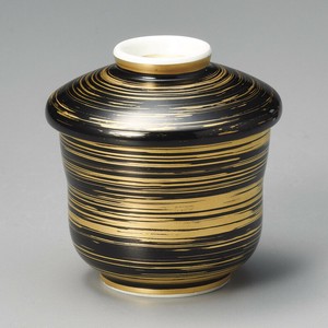 黒金刷毛ミニ蒸し碗 強化磁器　日本製