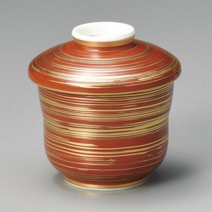 赤金刷毛ミニ蒸し碗 強化磁器　日本製